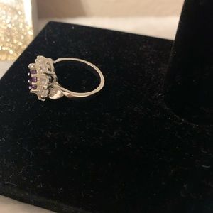 Sterling Silver With purple Diamond and Cz